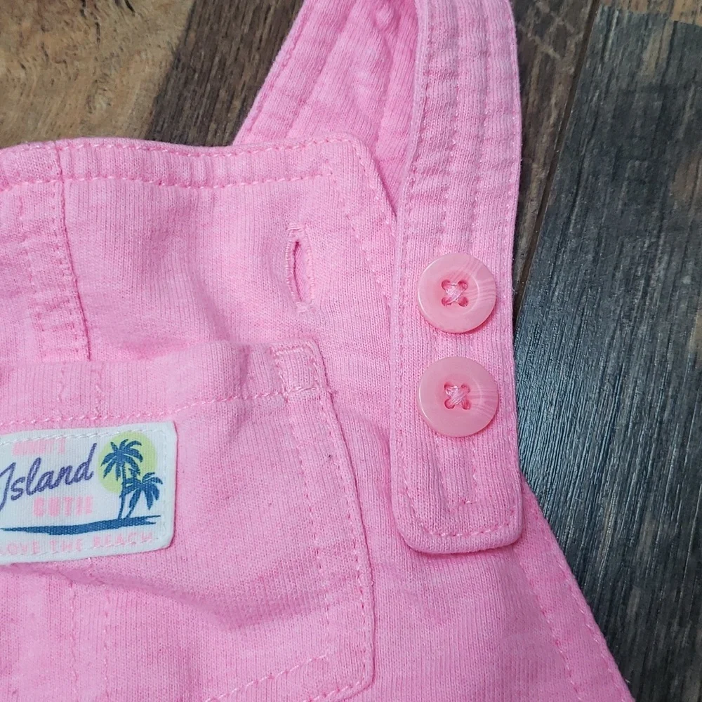 Carter's Bright Bubblegum Pink Short Overalls, Size 24 Months